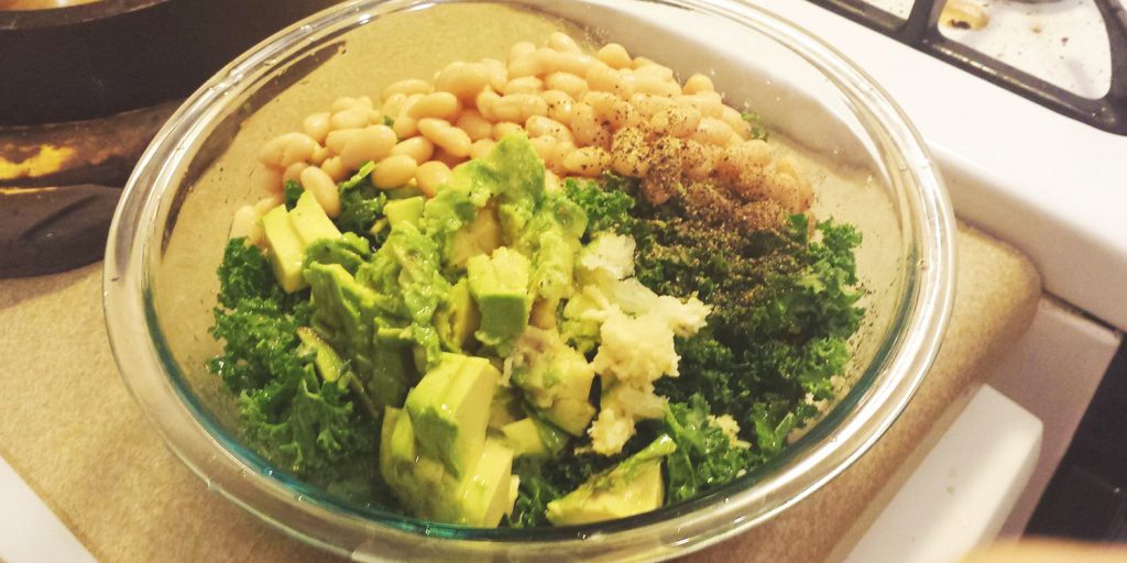 Creamy Kale Salad With Lemon, Cannellini Beans & Avocado